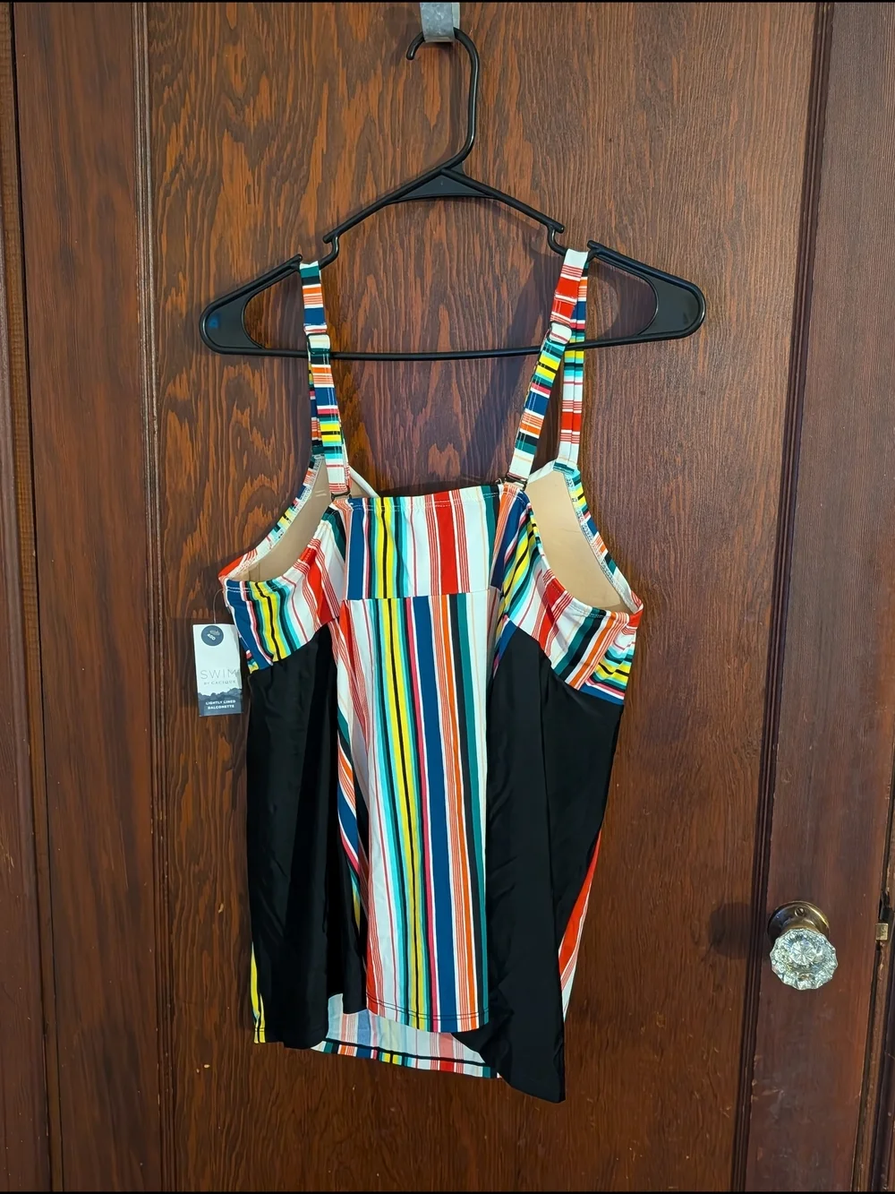 SWIM by Cacique Multicolor Striped Swim Top